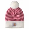 'Carhartt' Adult Knit Pom Pom Cuffed Beanie - Red Stripe -Sports Fashion Store 104884 600 MF21 1024x1024@2x