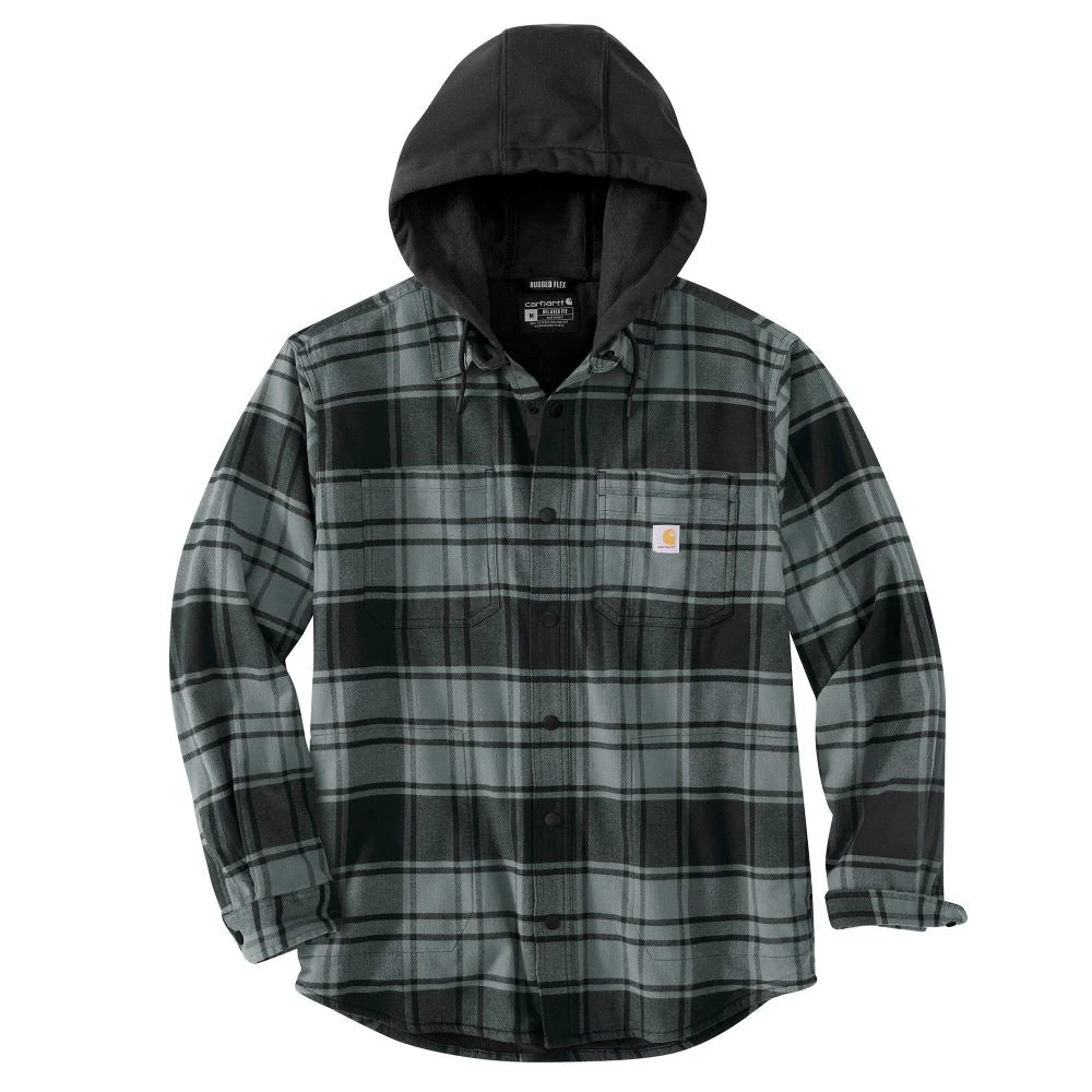 'Carhartt' Men's Rugged Flex® Flannel Fleece Lined Hooded Shirt Jac - Elm 3 'Carhartt' Men's Rugged Flex® Flannel Fleece Lined Hooded Shirt Jac - Elm
