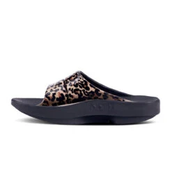 'OOFOS' Women's OOahh Slide Limited Edition - Black / Leopard -Sports Fashion Store 1103BLKLEOPRD 4 1024x1024@2x