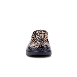 'OOFOS' Women's OOcloog Luxe Pixel Clog - Black / Black Leopard -Sports Fashion Store 1203BLKLEOPRD shot3 1024x1024@2x