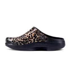 'OOFOS' Women's OOcloog Luxe Pixel Clog - Black / Black Leopard -Sports Fashion Store 1203BLKLEOPRD shot4 1024x1024@2x