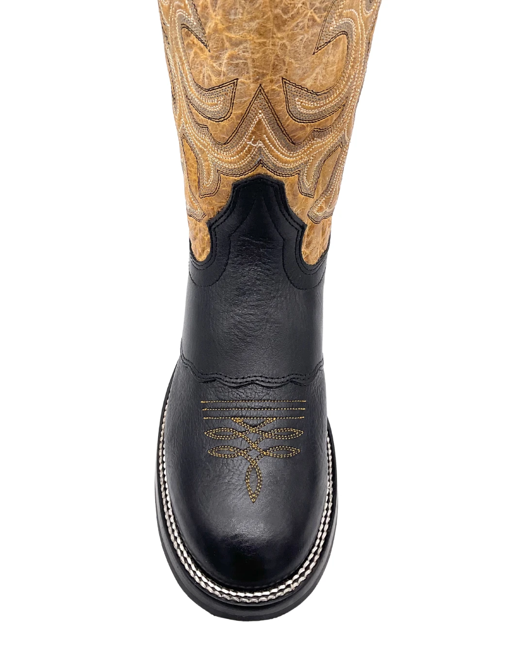 'Hondo Boots' Men's 14" Nubuck Bullhide Western Round Toe - Black / Tan 4 'Hondo Boots' Men's 14" Nubuck Bullhide Western Round Toe - Black / Tan - Image 2