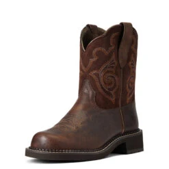 'Ariat' Women's 8" Fatbaby Heritage Tess Western Round Toe - Forest Brown / Jamocha -Sports Fashion Store S22 WMS WEST 10040264 3 4 front 1024x1024@2x
